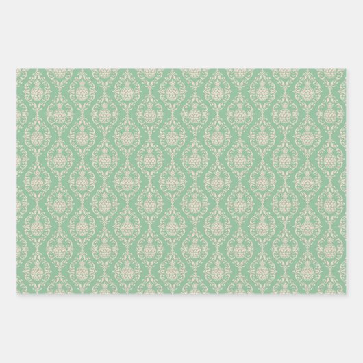 Green Pineapple Damask Inpakpapier Vel (Voorkant)