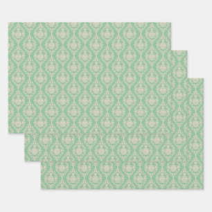 Green Pineapple Damask Inpakpapier Vel