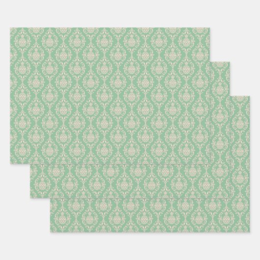 Green Pineapple Damask Inpakpapier Vel (Set)