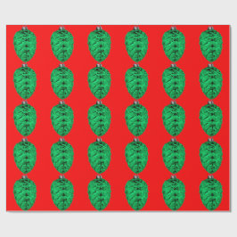 Green Pinecone Red Wrapping Paper Cadeaupapier