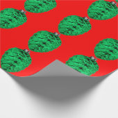 Green Pinecone Red Wrapping Paper Cadeaupapier (Hoek)