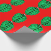 Green Pinecone Red Wrapping Paper Cadeaupapier (Hoek)