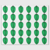 Green Pinecone White Wrapping Paper Cadeaupapier (Vlak)
