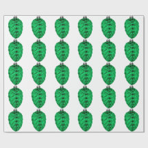Green Pinecone White Wrapping Paper