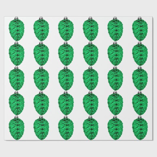 Green Pinecone White Wrapping Paper Cadeaupapier (Vlak)
