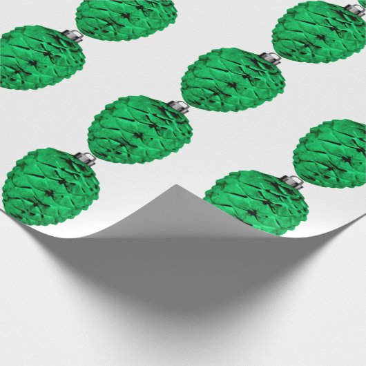 Green Pinecone White Wrapping Paper Cadeaupapier (Hoek)