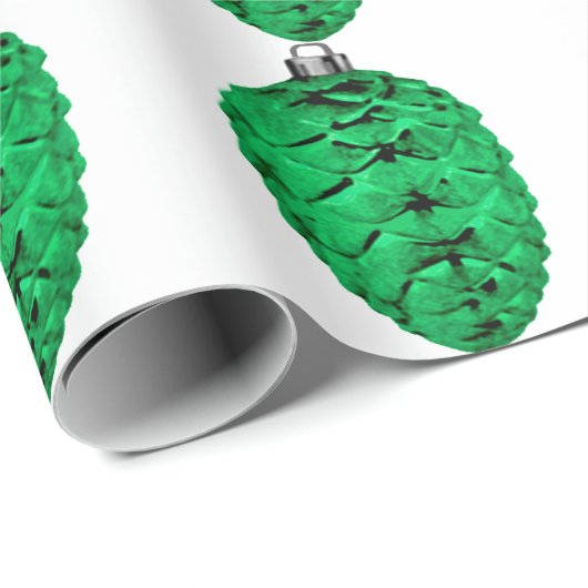 Green Pinecone White Wrapping Paper Cadeaupapier (Rol Hoek)