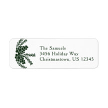 Green Pinecones Holiday Return Address Label