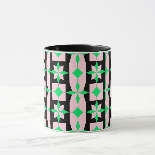 Green, pink and Black Geometric Design  Mok (Midden)