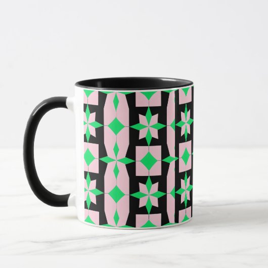 Green, pink and Black Geometric Design  Mok (Links)
