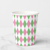 Green & Pink Argyle Golf Party Cup Papieren Bekers (Achterkant)