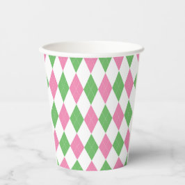 Green & Pink Argyle Golf Party Cup Papieren Bekers