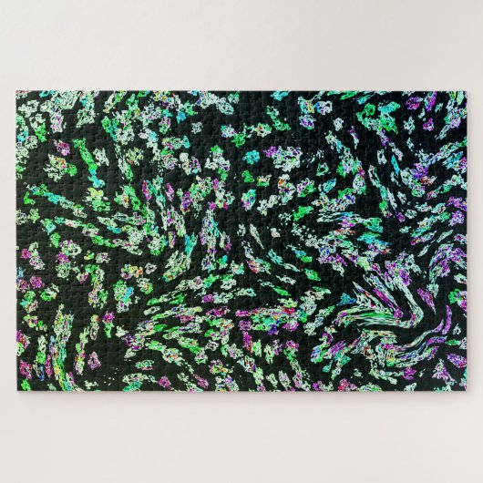 Green Pink Black Abstract Fractal Modern Art 2023 Legpuzzel (Horizontaal)