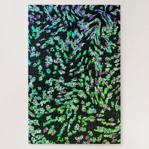 Green Pink Black Abstract Fractal Modern Art 2023 Legpuzzel