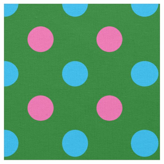 Green Pink Blue Polka Dot Pattern Stof (Close Up)