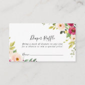 Green Pink Blush Bloemen Luier Raffle Ticket Informatiekaartje (Voorkant)