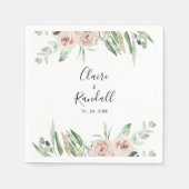 Green Pink Blush Floral Wedding Napkins Servet (Voorkant)