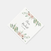 Green Pink Blush Floral Wedding Napkins Servet (Hoek)