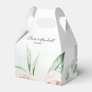 Green Pink Blush Floral White Wedding Bedankdoosjes