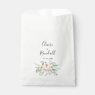 Green Pink Blush Floral White Wedding Bedankzakje