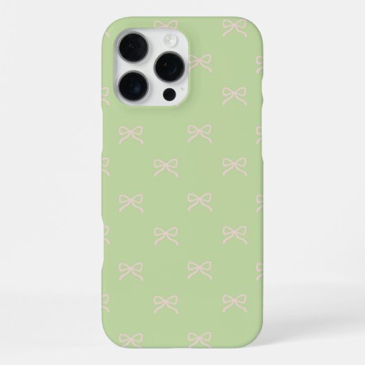 Green Pink Bow Pattern Coquette Girly Spring iPhone Hoesje (Achterkant)