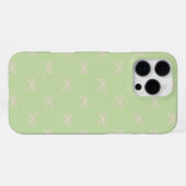 Green Pink Bow Pattern Coquette Girly Spring iPhone Hoesje (Achterkant horizontaal)