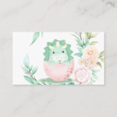 Green Pink Cute Dinosaur Diaper Baby shower Raffle Visitekaartje (Achterkant)