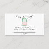 Green Pink Cute Dinosaur Diaper Baby shower Raffle Visitekaartje (Voorkant)