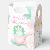 Green Pink Cute Dinosaur Peony Baby shower Bedankdoosjes (Geopend)