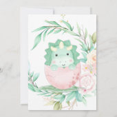 Green Pink Dinosaur Peony Baby shower Bingo Kaart (Achterkant)
