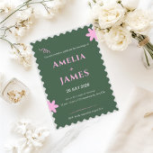 Green Pink Doodle huwelijksuitnodiging Kaart