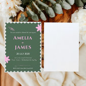 Green Pink Doodle huwelijksuitnodiging Kaart