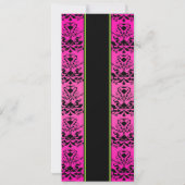 Green Pink en Black Damask Slim Wedding Invite Kaart (Achterkant)