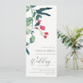 GREEN PINK EUCALYPTUS FOLIAGE BUNCH WEDDING KAART (Staand voorkant)