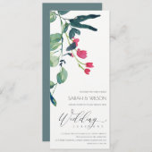 GREEN PINK EUCALYPTUS FOLIAGE BUNCH WEDDING KAART (Voorkant / Achterkant)