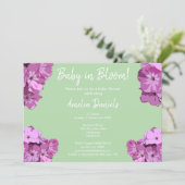 Green & Pink Floral Baby Shower Invitation Kaart (Staand voorkant)
