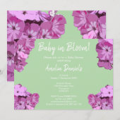 Green & Pink Floral Baby Shower Invitation Kaart (Voorkant / Achterkant)