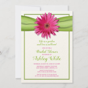 Green Pink Gerbera Daisy Bridal Shower Kaart
