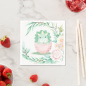 Green Pink Green Dinosaur Peony Baby shower Servet (Insitu)