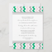 Green Pink Grey Chevron Rehearsal Dinner Party Kaart (Achterkant)