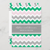 Green Pink Grey Chevron Rehearsal Dinner Party Kaart (Voorkant / Achterkant)