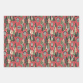 Green Pink Grey Christmas Forest Village Inpakpapier Vel (Voorkant)