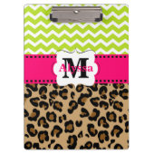Green Pink Leopard Chevron Aangepast Klembord (Voorkant)