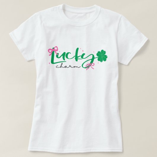 Green Pink Lucky Charm St Patrick's Day  T-shirt (Design voorkant)