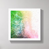 Green Pink Mandala Boho Canvas Wall Art (Voorkant)