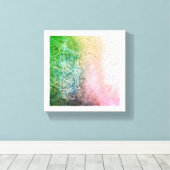 Green Pink Mandala Boho Canvas Wall Art Afdruk (Insitu (Houten vloer))