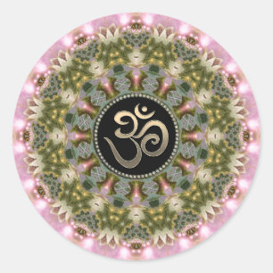 Green Pink Om Mandala Sticker