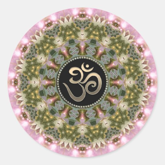 Green Pink Om Mandala Sticker (Voorkant)