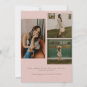 Green & Pink Photo Collage Graduation Aankondiging (Achterkant)