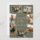 Green & Pink Photo Collage Graduation Kaart (Voorkant)